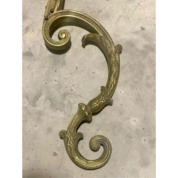 Antique Brass Scroll Rococo-Style Wall Sconce Bracket Chandelier Arm Part - Picture 8 of 9